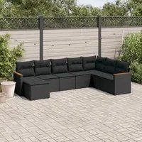 Set Divani da Giardino con Cuscini 8 pz Nero in Polyrattan 3258646