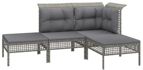 Set divani da giardino 8 pz con cuscini in polyrattan grigio