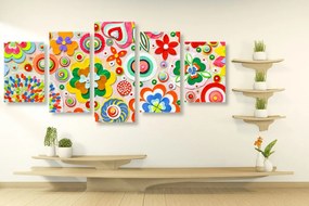 Quadri 5 pezzi – Astrazione di fiori