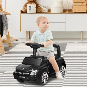 Costway Macchinina giocattolo per bambini, Mercedes Benz con clacson musica scompartimento sotto il sedile Nero