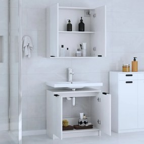 Set di mobili da bagno 2 pz bianco in legno multistrato