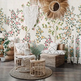 Carta Da Parati Chinoiserie Mughal in TNT GOFFRATA - 300x300 cm