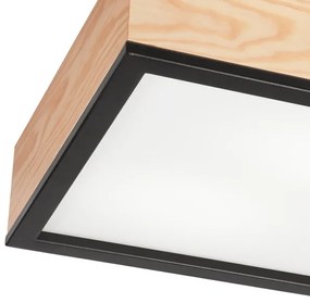 Plafoniera NATURAL SQUARE 2xE27/15W/230V 31x31 cm pino/nero