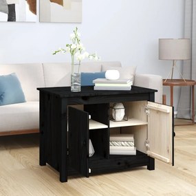 Tavolino da Salotto Nero 71x49x55 cm in Legno Massello di Pino