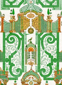 Mindthegap Carta da parati Emperors Labyrinth - Green/ Orange/ White