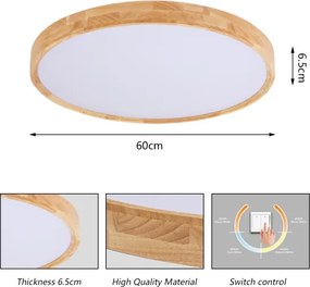 Brilagi - Plafoniera LED WOODROUND LED/40W/230V 3000/4000/6000K Ø 60 cm