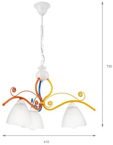 Lampadario a sospensione con catena RETRO 3xE27/60W/230V bianco/colorato