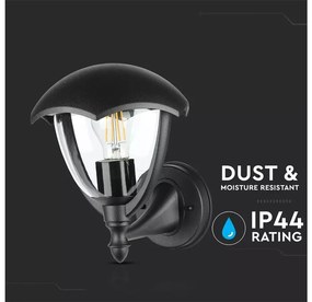 Lampada Da Parete Lanterna Giardino Attacco E27 Garden Wall Lamp IP44 Facing Up Colore Nero SKU-7046