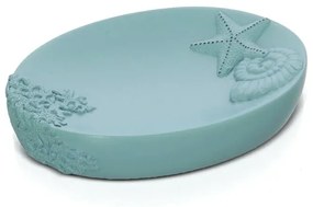 Porta sapone da appoggio in resina colore acquamarina  Coral