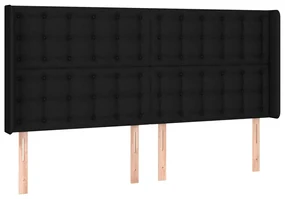 Testiera a led nera 163x16x118/128 cm in tessuto