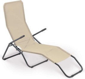 Lettino Prendisole in Acciaio e Textilene Beige...