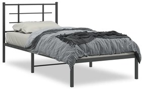 Giroletto Con Testiera İn Metallo Nero 90x190 Cm /