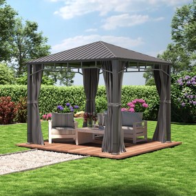 TOOLPORT Gazebo da giardino Hardtop Sunset Superior, loft grigio, 3x3 m - (300193)