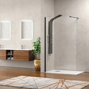 Parete doccia walk in 50 cm con profilo nero opaco | KW-100B - KAMALU
