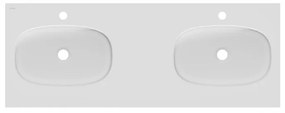 Lavabo a incasso rettangolare doppia vasca Modern L 46.0 x H 14.3 x P 121.0 cm in composito minerale di resina gelificata bianco opaco