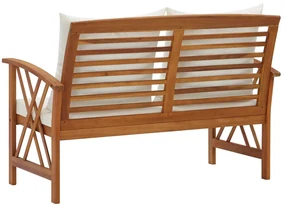 Panca da giardino con cuscini 119 cm in massello acacia