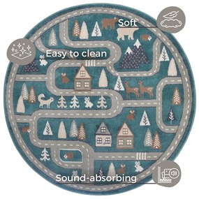 Tappeto per bambini color petrolio ø 140 cm Streets - Hanse Home