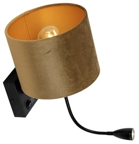 Lampada da parete nera con paralume in velluto bronzo 18 cm - Brescia