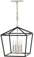 Lampadario Industrial Nordico Stinson Acciaio Nero Nichel Lucido 4 Luci E14