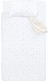 Set copripiumino e federa da bambini bianco e beige in cotone per letto singolo 135x200 cm Mini Star &amp; Stripes – Bianca