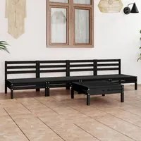 Set Divani da Giardino 5 pz Nero in Legno Massello di Pino 3082491