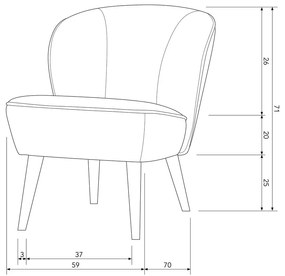 Poltrona in velluto rosa Sara - WOOOD