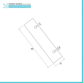 Mensola bagno a muro 50 cm in vetro satinato e acciaio cromato Bora