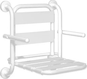 Sedile ribaltabile con schienale e braccioli bianco