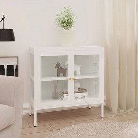 Credenza Bianca 70x35x70 Cm İn Acciaio E Vetro /