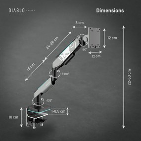 Supporto per monitor da 49" grigio-nero con LED RGB X-ARM