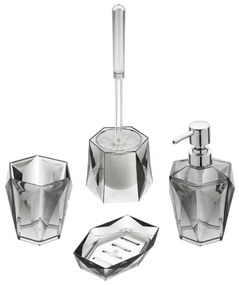 Portaspazzolino Grigio Trasparente In Plastica ABS Diamante