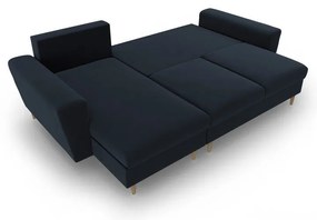 Divano angolare blu scuro allungabile e con contenitore con rivestimento in velluto Kyoto – Cosmopolitan Design