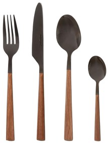 Set 24 posate Caroline in acciaio inox manico marrone