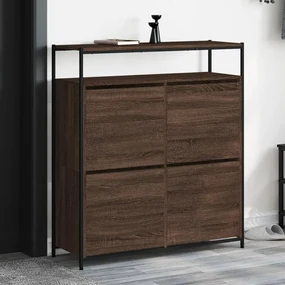 Scarpiera 4 Cassetti Ribaltabili Rovere Marrone 100x34x112 Cm /