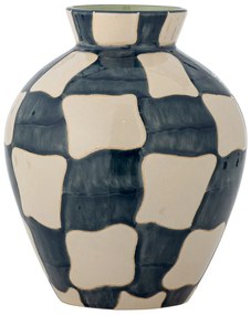 Vaso blu e color crema in vetro dipinto a mano (altezza totale 24 cm) Check – Bloomingville