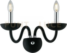 Applique a parete alfiere nero e cromo 2 luci attacco e14 12x23x26cm