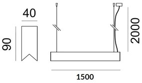 Lampada a sospensione biemissione 32,4W down 60W up 230V 3000K bianco.