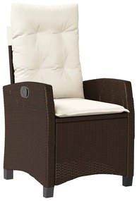 Set da pranzo da giardino 9pz con cuscini marrone in polyrattan