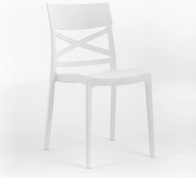 Sedia da giardino in polipropilene London Cross NEW GARDEN bianco, set da 6 pezzi