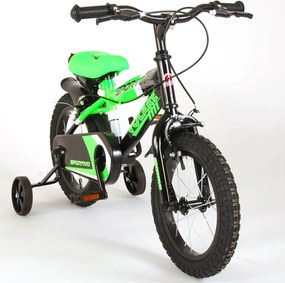 Bicicletta per Bambini 14" Stabilizzatori e Freni Caliper Verde...