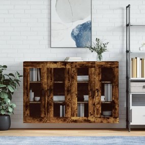 Armadietti A Parete 2 Pz Rovere Fumo İn Legno Multistrato /