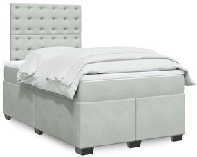 Giroletto A Molle Con Materasso Grigio Chiaro 120x190cm Velluto /