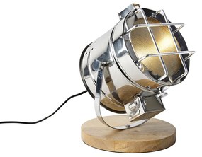 Lampada da tavolo industriale in acciaio con legno regolabile - Shiny