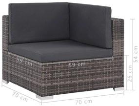 Set Divani da Giardino 8 pz con Cuscini in Polyrattan Grigio