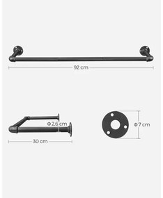 Set di 2 appendiabiti da parete per grucce LINEA, nero