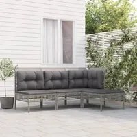 Set Divani da Giardino 4 pz con Cuscini in Polyrattan Grigio 3187497