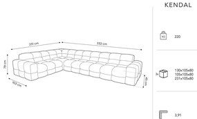 Divano angolare in velluto grigio (angolo sinistro) Kendal - Micadoni Home