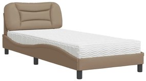 Letto con materasso cappuccino 90x200 cm in similpelle