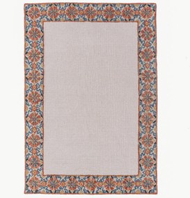 Tappeto in lana a pelo corto fatto a mano Myla Floral Frame
