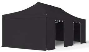 TOOLPORT 4x8m gazebo pieghevole PVC ignifugo con laterali, PROFESSIONAL alluminio, nero - (59062)